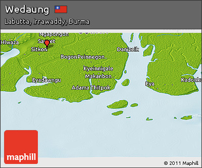 Physical Panoramic Map of Wedaung