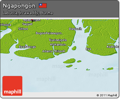 Physical Panoramic Map of Ngapôngôn