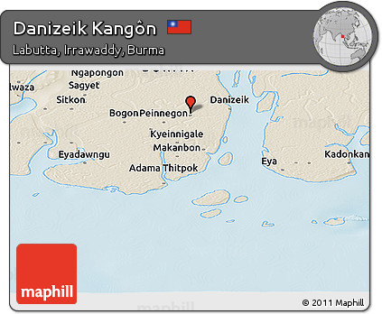 Shaded Relief Panoramic Map of Danizeik Kangôn