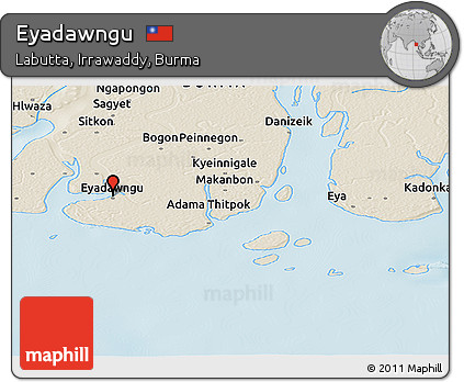 Shaded Relief Panoramic Map of Eyadawngu