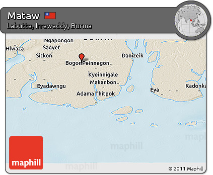 Shaded Relief Panoramic Map of Mataw