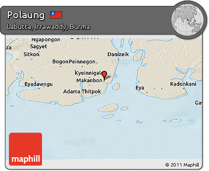 Shaded Relief Panoramic Map of Polaung