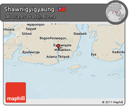 Shaded Relief Panoramic Map of Shawnigyigyaung