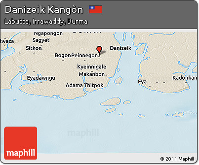 Shaded Relief Panoramic Map of Danizeik Kangôn