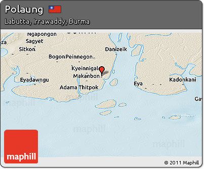 Shaded Relief Panoramic Map of Polaung