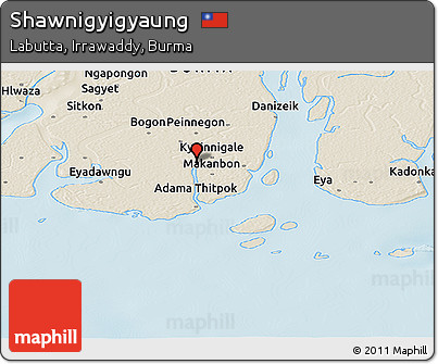 Shaded Relief Panoramic Map of Shawnigyigyaung