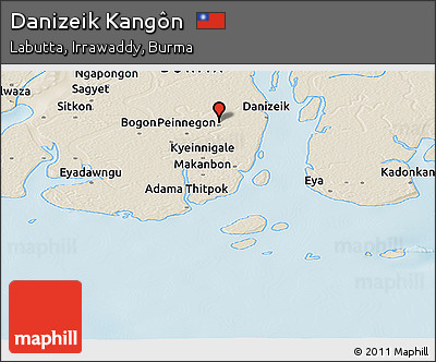 Shaded Relief Panoramic Map of Danizeik Kangôn