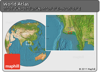 Satellite Location Map of the Area around 15° 48' 18" N, 96° 7' 30" E