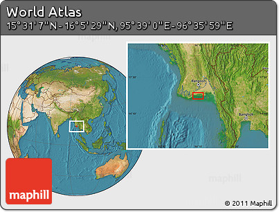 Satellite Location Map of the Area around 15° 48' 18" N, 96° 7' 30" E
