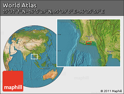 Satellite Location Map of the Area around 15° 48' 18" N, 96° 7' 30" E