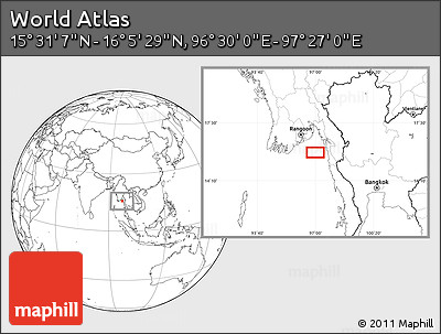 Blank Location Map of the Area around 15° 48' 18" N, 96° 58' 29" E