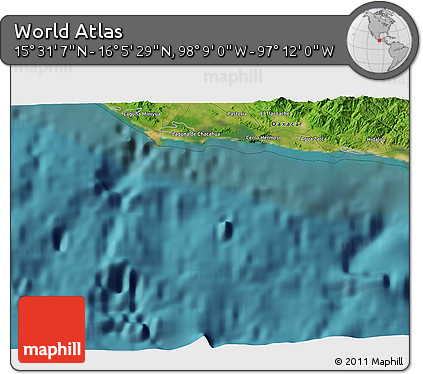 Satellite 3D Map of the Area around 15° 48' 18" N, 97° 40' 30" W