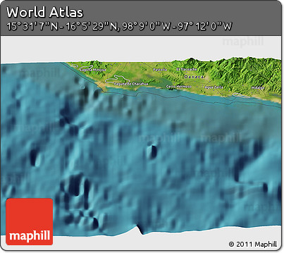 Satellite 3D Map of the Area around 15° 48' 18" N, 97° 40' 30" W