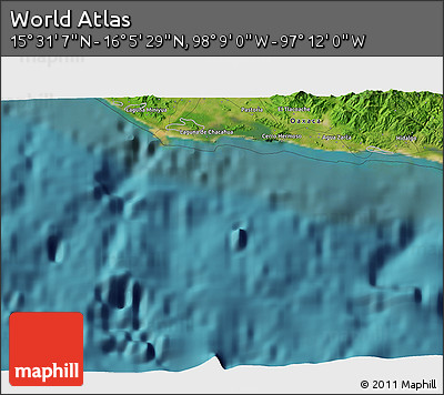 Satellite 3D Map of the Area around 15° 48' 18" N, 97° 40' 30" W