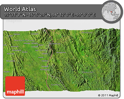 Satellite 3D Map of the Area around 15° 48' 18" N, 98° 40' 30" E