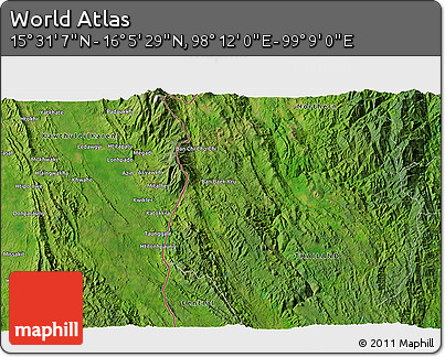 Satellite 3D Map of the Area around 15° 48' 18" N, 98° 40' 30" E