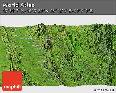Satellite 3D Map of the Area around 15° 48' 18" N, 98° 40' 30" E