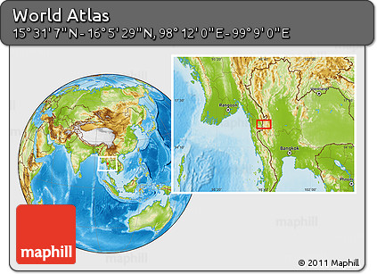 Physical Location Map of the Area around 15° 48' 18" N, 98° 40' 30" E