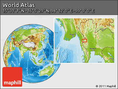 Physical Location Map of the Area around 15° 48' 18" N, 98° 40' 30" E