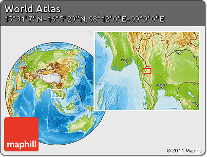 Physical Location Map of the Area around 15° 48' 18" N, 98° 40' 30" E