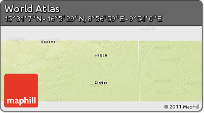 Physical Panoramic Map of the Area around 15° 48' 18" N, 9° 25' 30" E