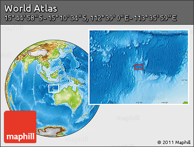 Physical Location Map of the Area around 15° 27' 46" S, 113° 7' 30" E