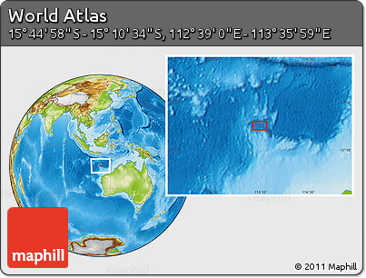 Physical Location Map of the Area around 15° 27' 46" S, 113° 7' 30" E