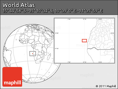 Blank Location Map of the Area around 15° 27' 46" S, 11° 7' 30" E