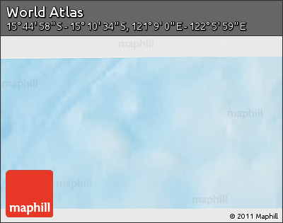 Physical 3D Map of the Area around 15° 27' 46" S, 121° 37' 30" E