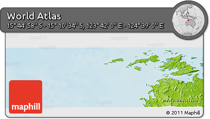 Physical Panoramic Map of the Area around 15° 27' 46" S, 124° 10' 30" E