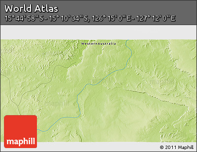 Physical 3D Map of the Area around 15° 27' 46" S, 126° 43' 29" E
