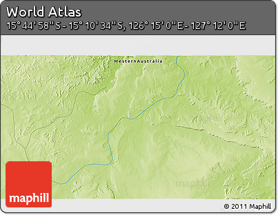 Physical 3D Map of the Area around 15° 27' 46" S, 126° 43' 29" E