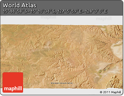 Satellite 3D Map of the Area around 15° 27' 46" S, 127° 34' 30" E