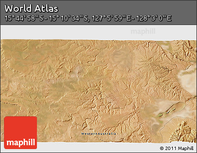 Satellite 3D Map of the Area around 15° 27' 46" S, 127° 34' 30" E
