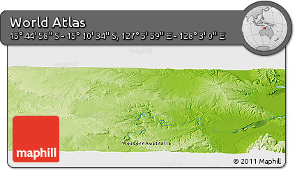 Physical Panoramic Map of the Area around 15° 27' 46" S, 127° 34' 30" E
