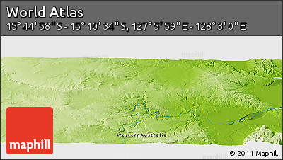 Physical Panoramic Map of the Area around 15° 27' 46" S, 127° 34' 30" E