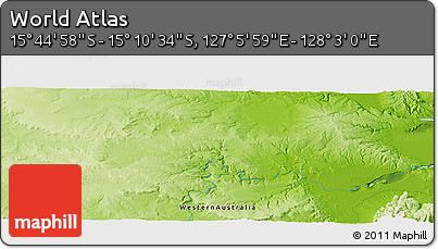 Physical Panoramic Map of the Area around 15° 27' 46" S, 127° 34' 30" E