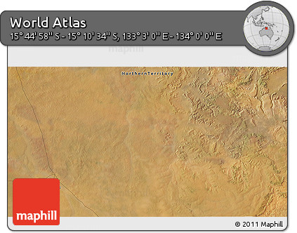 Satellite 3D Map of the Area around 15° 27' 46" S, 133° 31' 30" E