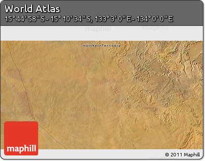 Satellite 3D Map of the Area around 15° 27' 46" S, 133° 31' 30" E