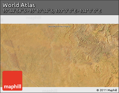 Satellite 3D Map of the Area around 15° 27' 46" S, 133° 31' 30" E