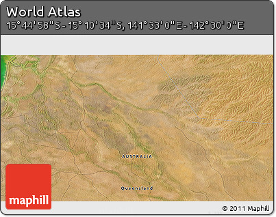 Satellite 3D Map of the Area around 15° 27' 46" S, 142° 1' 30" E