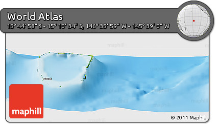 Physical Panoramic Map of the Area around 15° 27' 46" S, 146° 7' 30" W