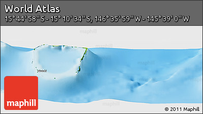 Physical Panoramic Map of the Area around 15° 27' 46" S, 146° 7' 30" W