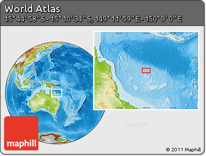 Physical Location Map of the Area around 15° 27' 46" S, 149° 40' 30" E