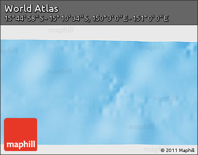 Physical 3D Map of the Area around 15° 27' 46" S, 150° 31' 30" E