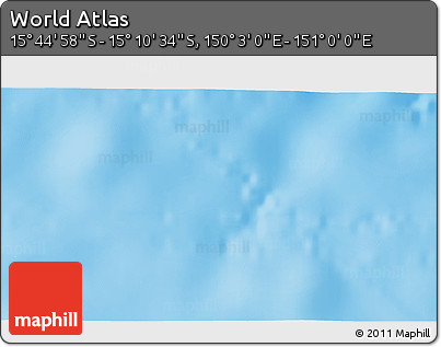 Physical 3D Map of the Area around 15° 27' 46" S, 150° 31' 30" E
