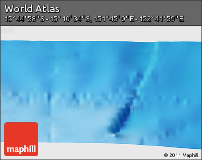 Physical 3D Map of the Area around 15° 27' 46" S, 152° 13' 29" E