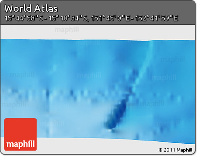 Physical 3D Map of the Area around 15° 27' 46" S, 152° 13' 29" E