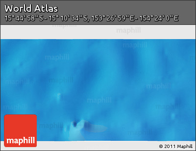 Physical 3D Map of the Area around 15° 27' 46" S, 153° 55' 30" E