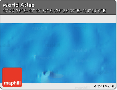 Physical 3D Map of the Area around 15° 27' 46" S, 153° 55' 30" E